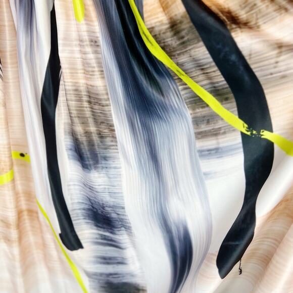 Nuuts Abstract Satin Flare Maxi Skirt Multicolor 2XL | Boho‎ Festival A-Line - Picture 9 of 13